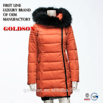 2017 Fashion Long Women Warm Goose Down Jacket with Real Big Black Fox Fur